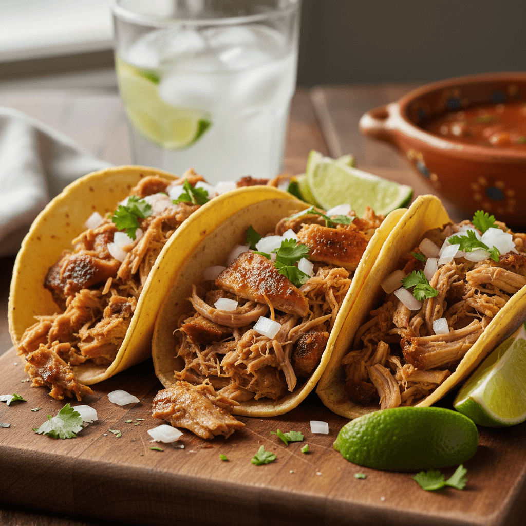Carnitas tacos with slow-cooked pork