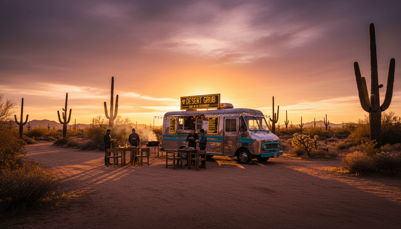 Food truck at sunset in Arizona
