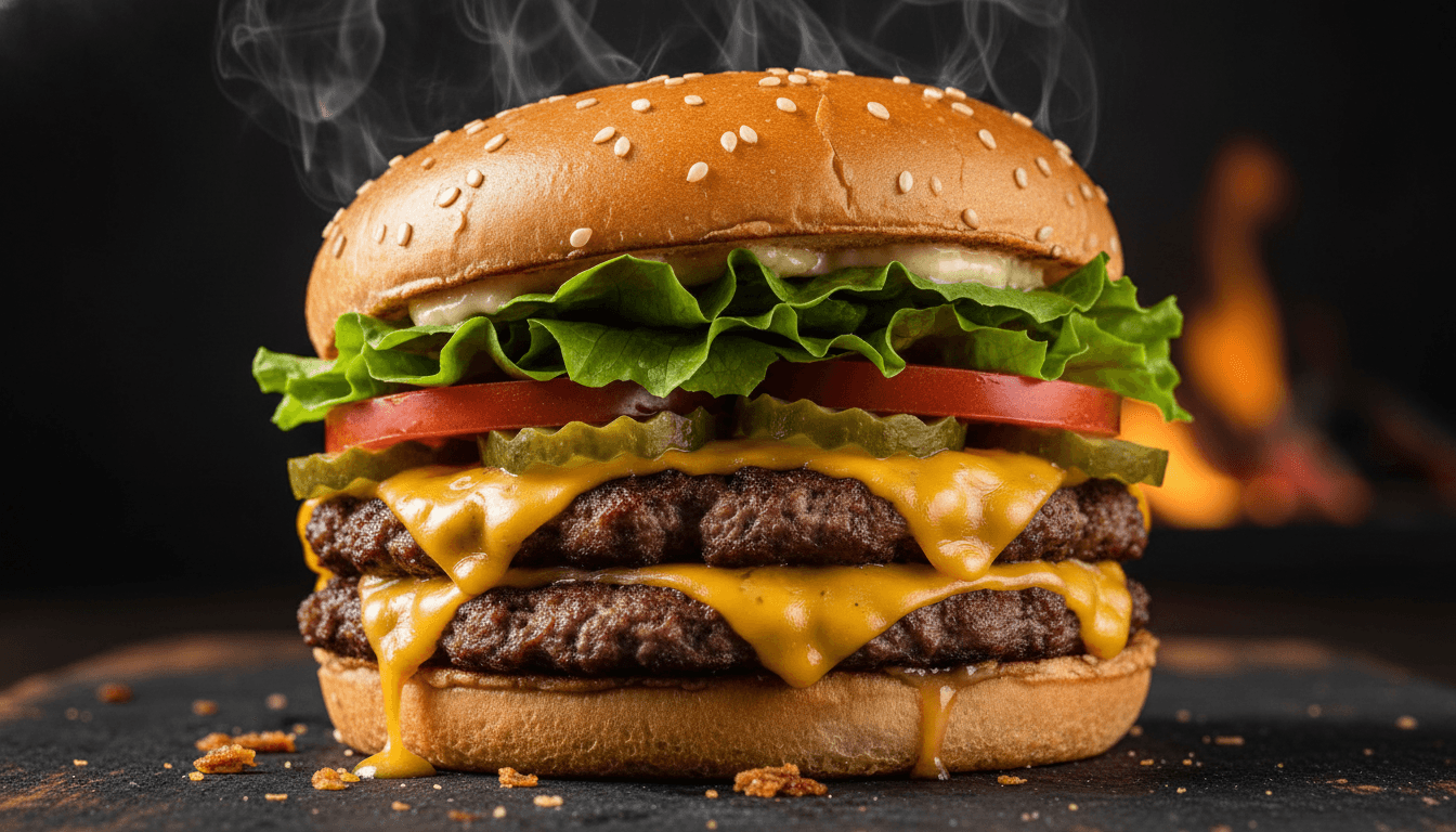 Friday special smashburger with melted cheese and fresh toppings