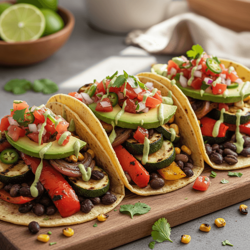 Vegetarian tacos with grilled vegetables